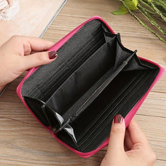 Ethnic Embroidered Long Wallet Zipper Around Purse Coin Purse