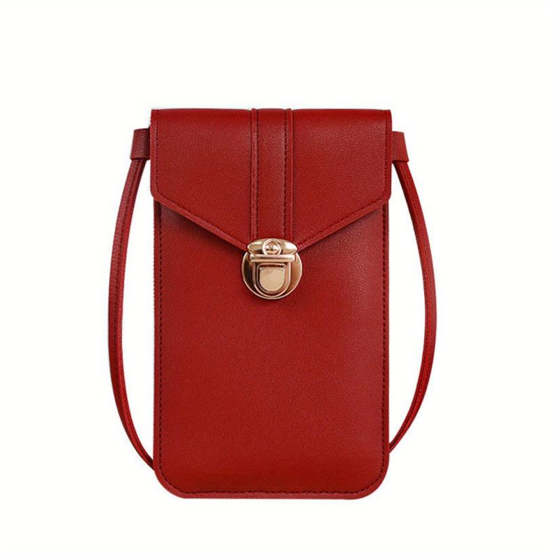 Touch Screen Phone Bag Solid Faux Leather Shoulder Bag Women's Coin Purse