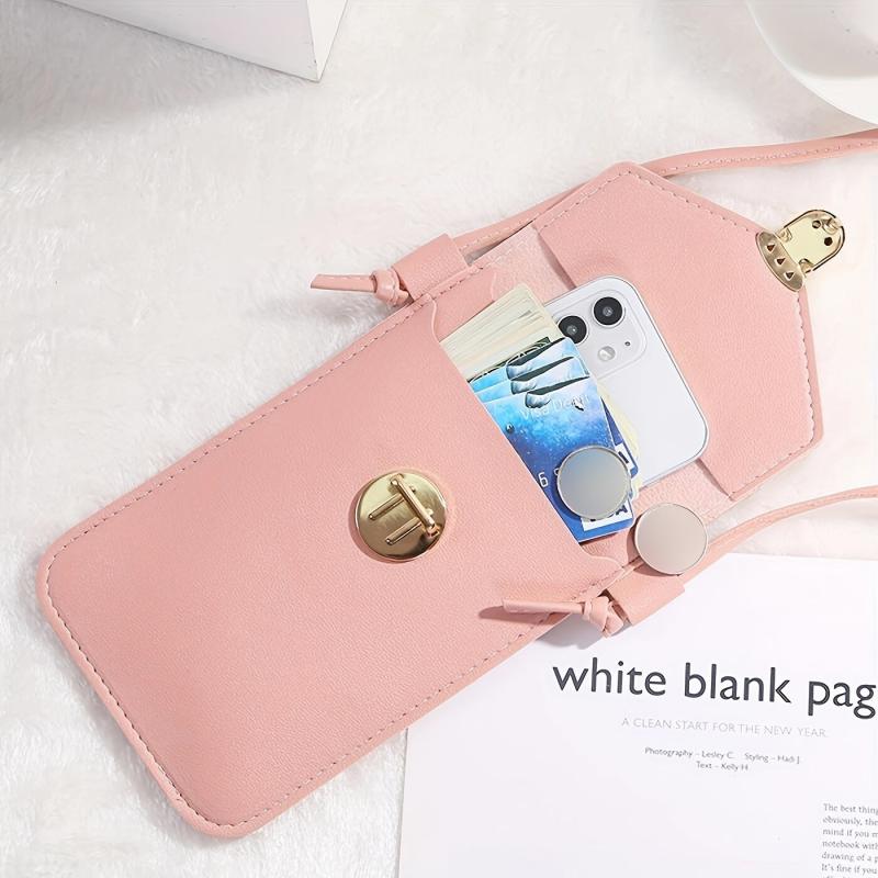 Touch Screen Phone Bag Solid Faux Leather Shoulder Bag Women's Coin Purse
