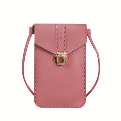 Touch Screen Phone Bag Solid Faux Leather Shoulder Bag Women's Coin Purse