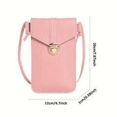 Touch Screen Phone Bag Solid Faux Leather Shoulder Bag Women's Coin Purse