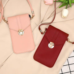 Touch Screen Phone Bag Solid Faux Leather Shoulder Bag Women's Coin Purse