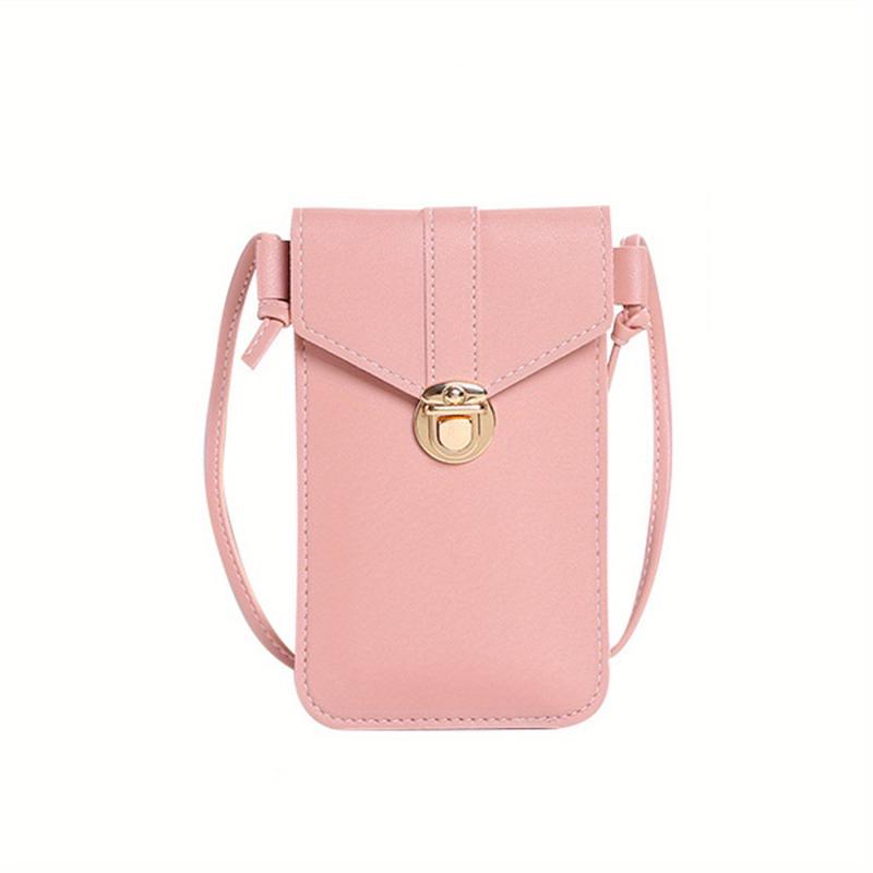 Touch Screen Phone Bag Solid Faux Leather Shoulder Bag Women's Coin Purse