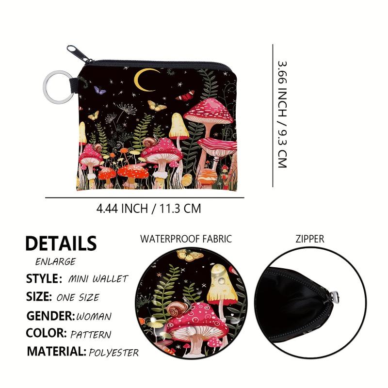 Colorful Mushroom Pattern Coin Purse With Keychain