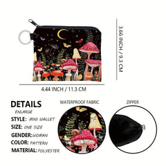Colorful Mushroom Pattern Coin Purse With Keychain