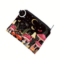 Colorful Mushroom Pattern Coin Purse With Keychain
