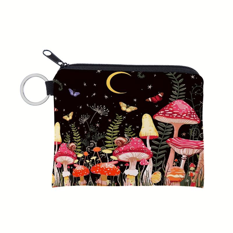Colorful Mushroom Pattern Coin Purse With Keychain