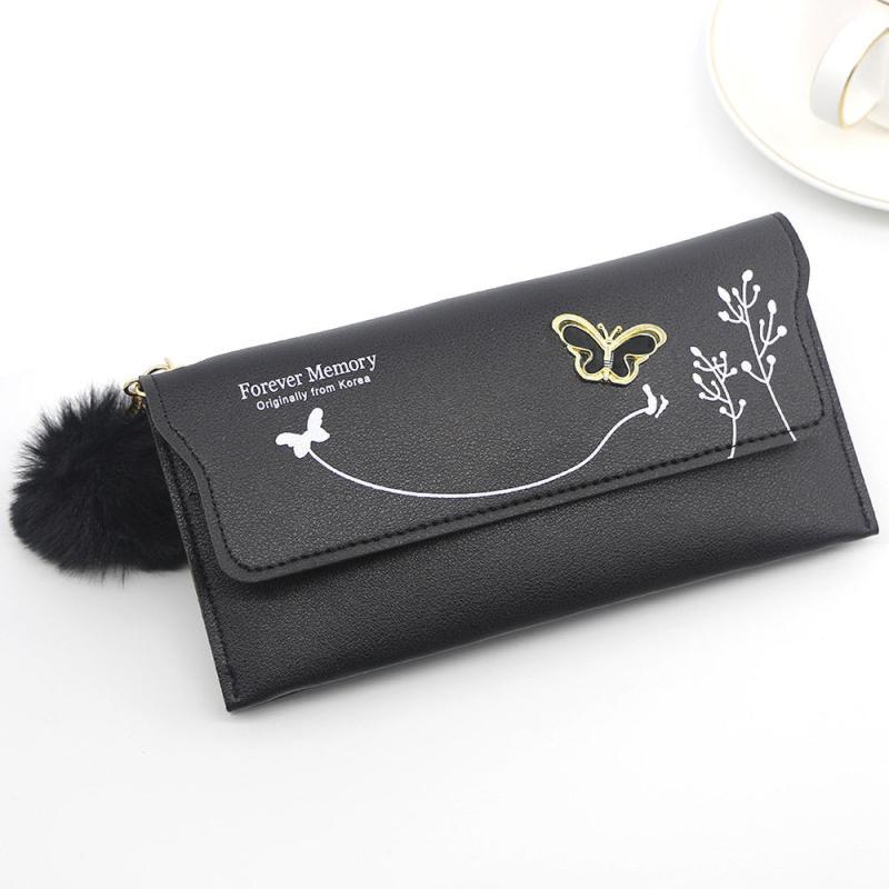 Women's Long Coin Purse Faux Leather Wallet Butterfly Decor