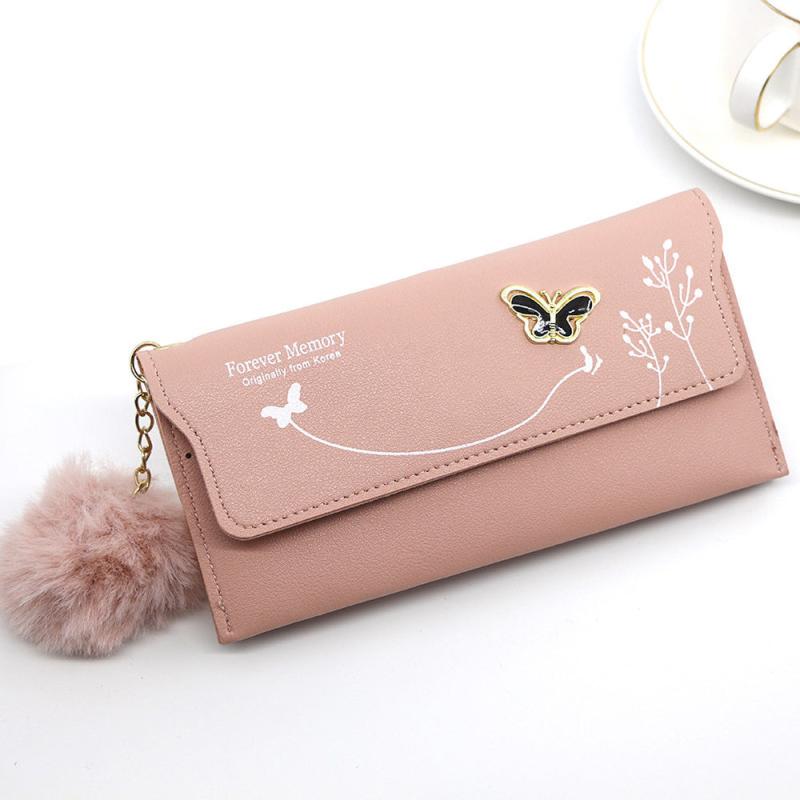 Women's Long Coin Purse Faux Leather Wallet Butterfly Decor