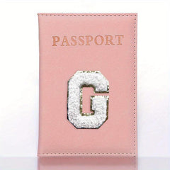 Cheille Letter Passport Holder PU Leather Initial Passport Case for Women