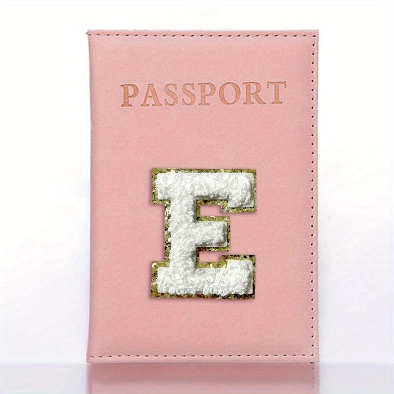 Cheille Letter Passport Holder PU Leather Initial Passport Case for Women