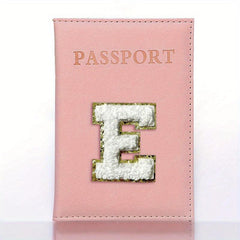 Cheille Letter Passport Holder PU Leather Initial Passport Case for Women
