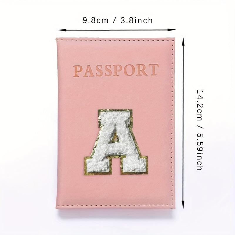 Cheille Letter Passport Holder PU Leather Initial Passport Case for Women