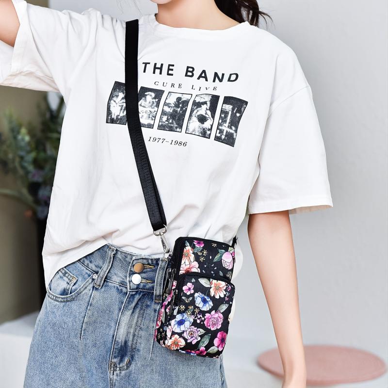 Flower Pattern Cell Phone Bag Coin Purse Crossbody Bag