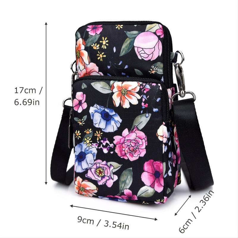 Flower Pattern Cell Phone Bag Coin Purse Crossbody Bag