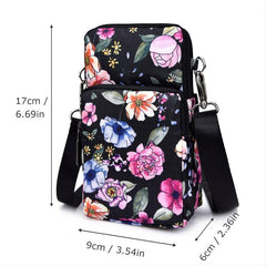 Flower Pattern Cell Phone Bag Coin Purse Crossbody Bag