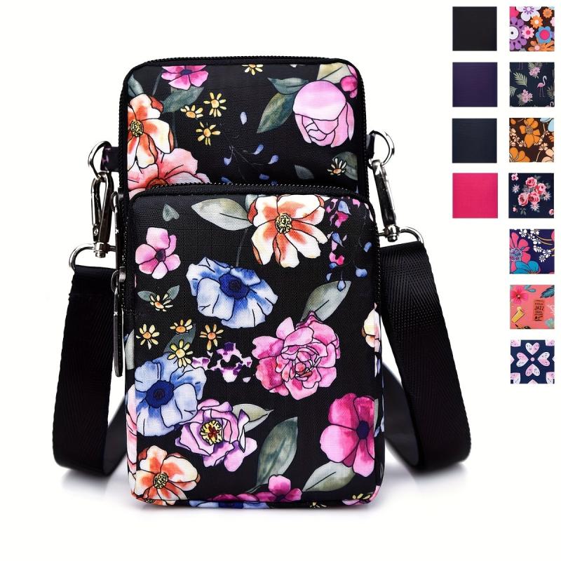Flower Pattern Cell Phone Bag Coin Purse Crossbody Bag