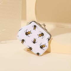 Bee Pattern Coin Purse, Kiss Lock Mini Wallet