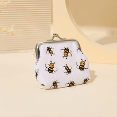 Bee Pattern Coin Purse, Kiss Lock Mini Wallet
