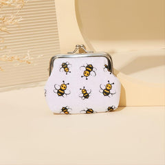 Bee Pattern Coin Purse, Kiss Lock Mini Wallet