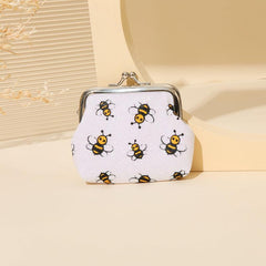 Bee Pattern Coin Purse, Kiss Lock Mini Wallet