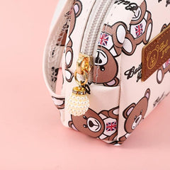 Mini Bear Pattern Coin Purse Faux Leather Zipper Bag For Keys