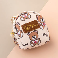 Mini Bear Pattern Coin Purse Faux Leather Zipper Bag For Keys