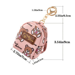 Mini Bear Pattern Coin Purse Faux Leather Zipper Bag For Keys