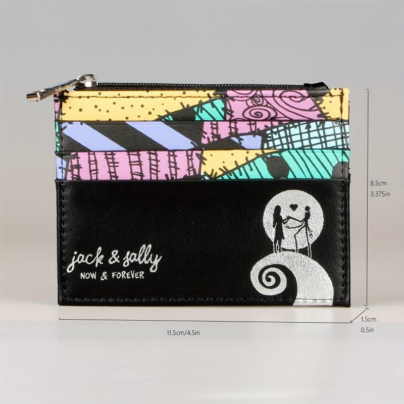 Jack And Sally Print Coin Purse Block PU Leather Credit Card Storage Bag