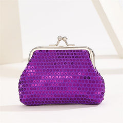 Sequin Kiss Lock Coin Purse Golden Fabric Bag