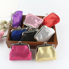 Sequin Kiss Lock Coin Purse Golden Fabric Bag