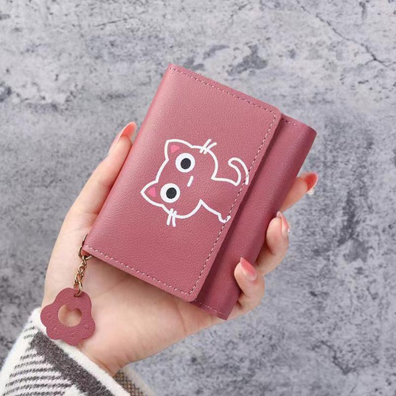 Cat Pattern Short Wallet Women's Clutch Trifold Coin Purse