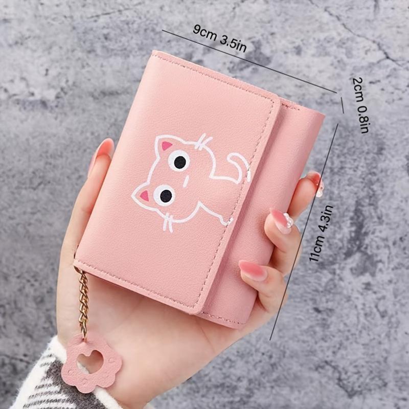 Cat Pattern Short Wallet Women's Clutch Trifold Coin Purse