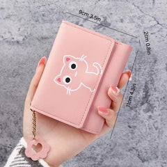 Cat Pattern Short Wallet Women's Clutch Trifold Coin Purse