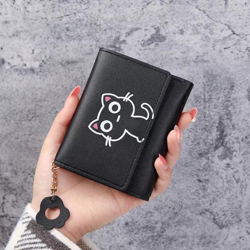 Cat Pattern Short Wallet Women's Clutch Trifold Coin Purse