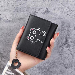 Cat Pattern Short Wallet Women's Clutch Trifold Coin Purse