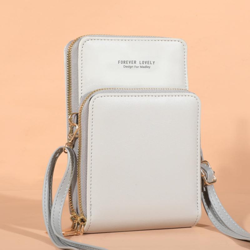 Minimalist Solid Shoulder Bag Classic Zipper Purse