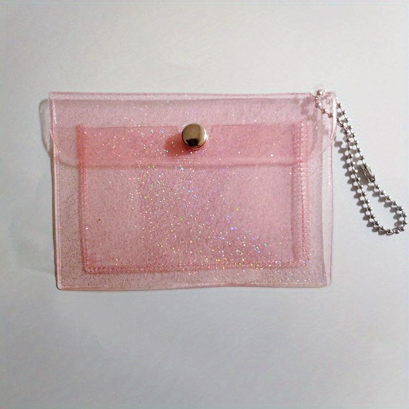Small Transparent Coin Purse Wallet Button Waterproof Card Bag