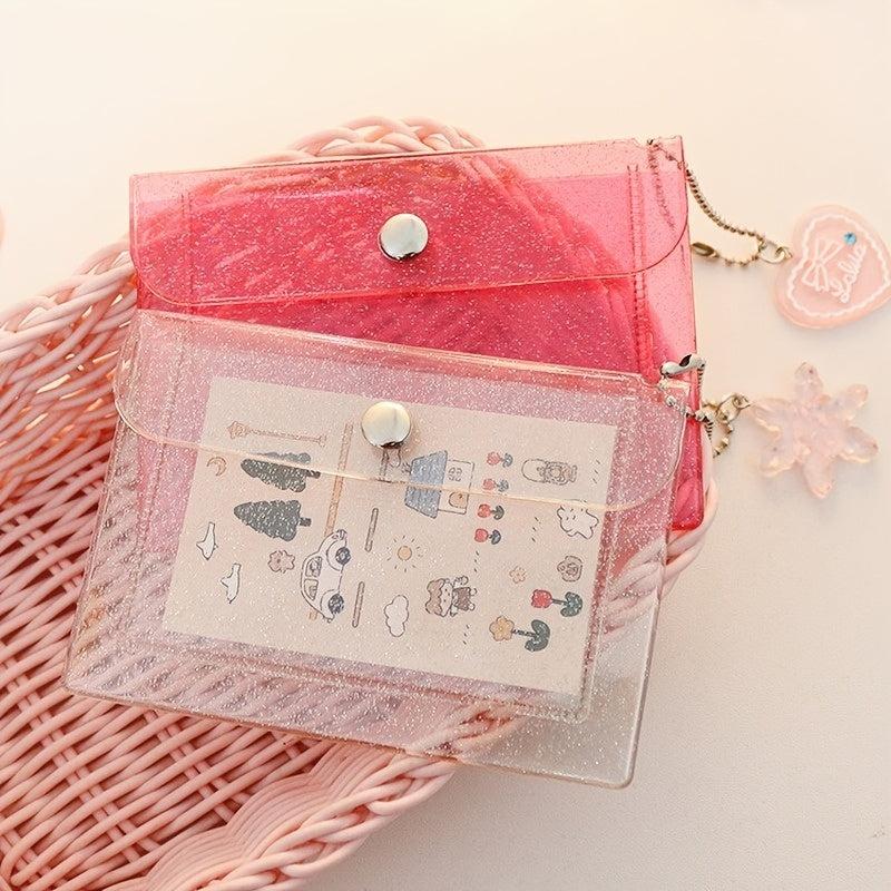 Small Transparent Coin Purse Wallet Button Waterproof Card Bag