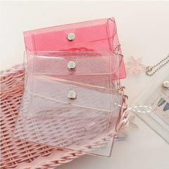 Small Transparent Coin Purse Wallet Button Waterproof Card Bag