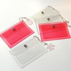 Small Transparent Coin Purse Wallet Button Waterproof Card Bag