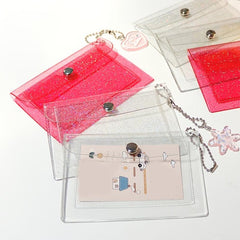 Small Transparent Coin Purse Wallet Button Waterproof Card Bag