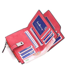 Slim Coin Purse Faux Leather Wallet Solid Clutch Bag