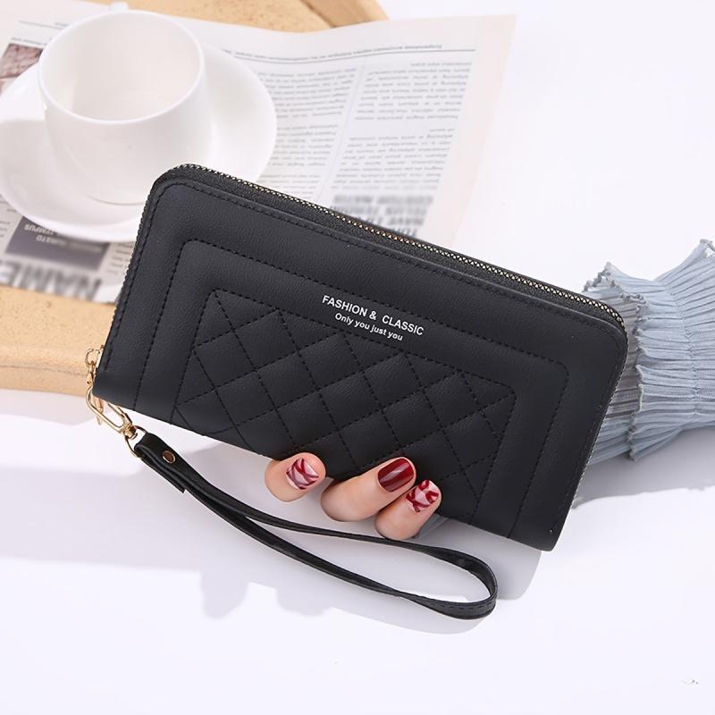 Large Capacity Faux Leather Zipper Long Wallet Clutch Bag