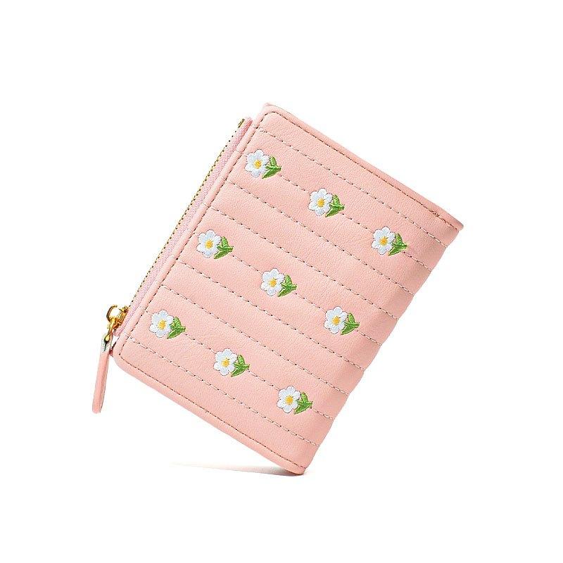 Floral Faux Leather Wallet Snap Button Small Wallet