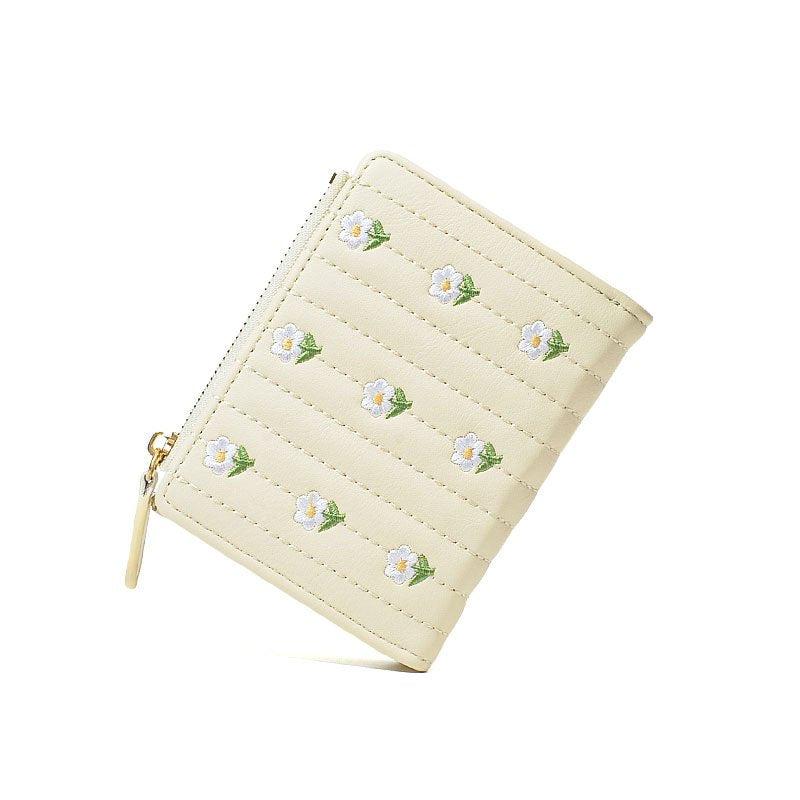 Floral Faux Leather Wallet Snap Button Small Wallet
