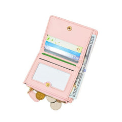 Floral Faux Leather Wallet Snap Button Small Wallet