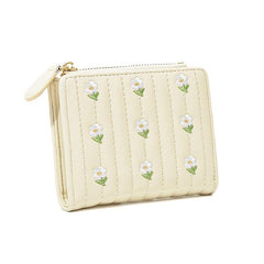 Floral Faux Leather Wallet Snap Button Small Wallet