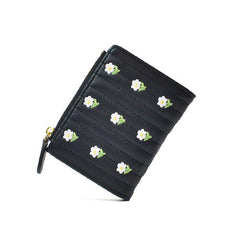 Floral Faux Leather Wallet Snap Button Small Wallet
