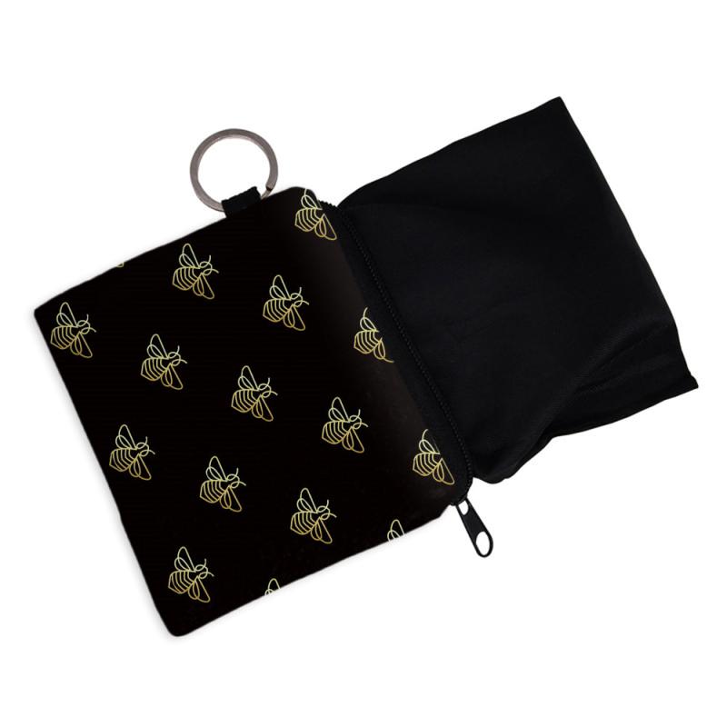 Bee Pattern Square Storage Bag Portable Zipper Mini Coin Purse